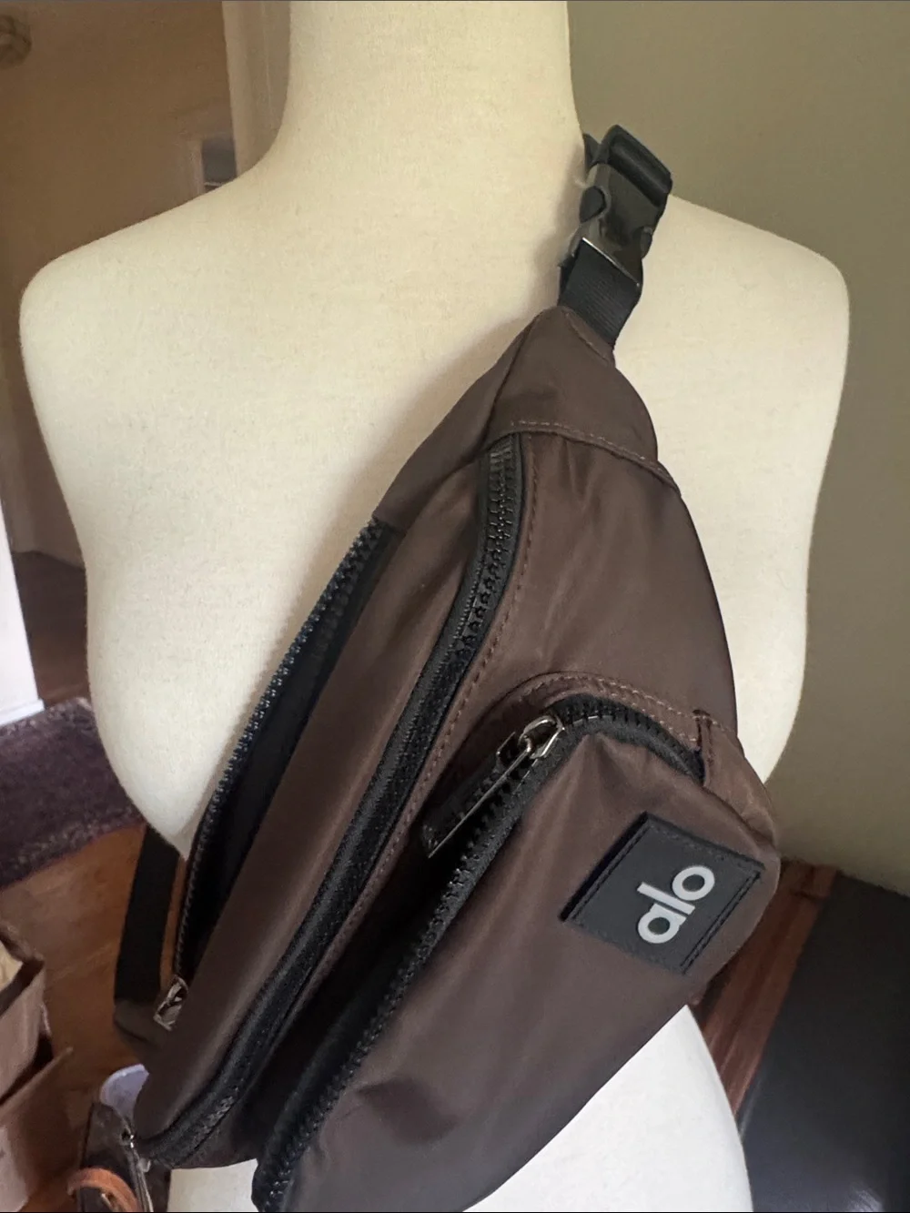ALO Yoga Brown Nylon Sling Belt Bag
